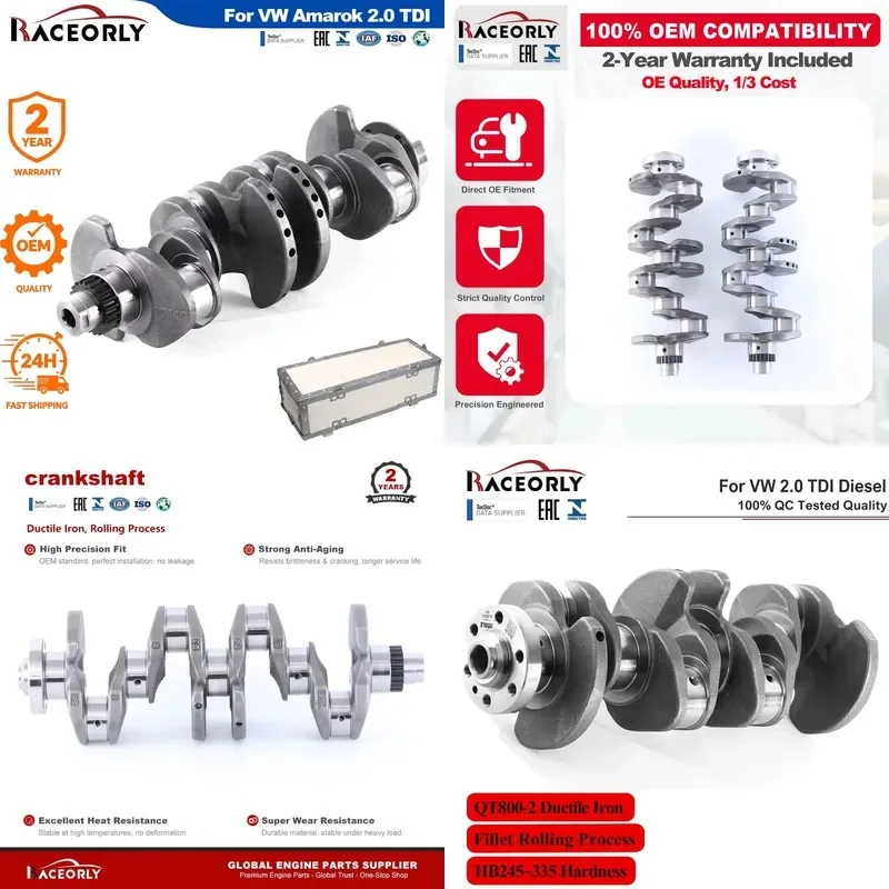 Hot Sale RACEORLY 03L105021D 03L105021B Ductile Iron QT800-2 Crankshaft for Multivan Transporter T5 T6 Amarok 2.0 TDI