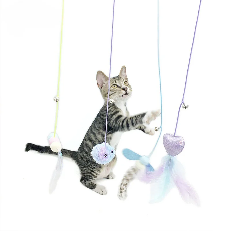 Cat Toy Swing Sticky Disc Elastic with Bell Hanging Door Teasing Cat Rope Long Rope Teasing Cat Toy Accessories Pet Kitten Toy