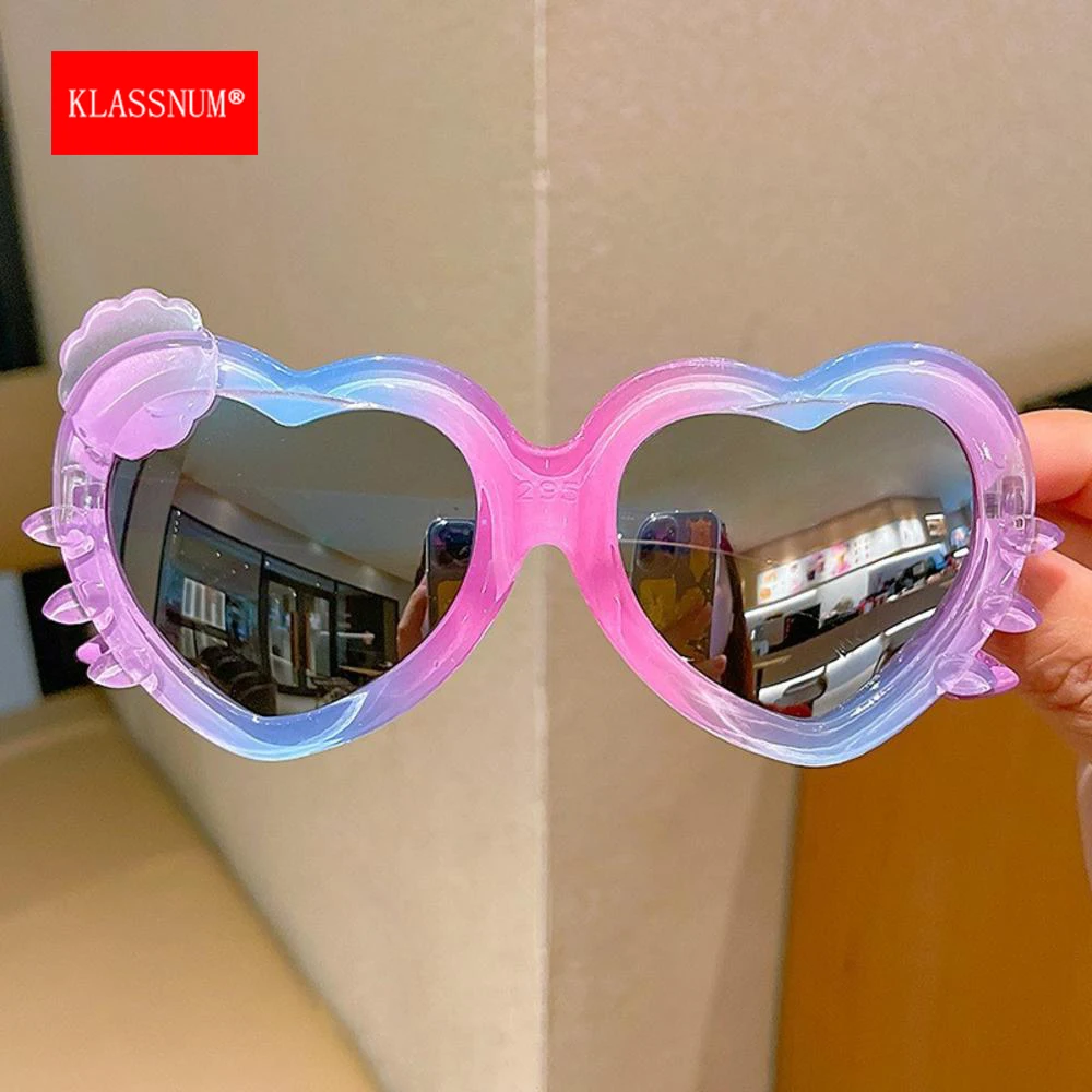 KLASSNUM Love Heart Shaped Children Rainbow Sunglasses For Boys Girls Kids 2-8 Years Party Sun Glasses UV400 Protection Eyewear