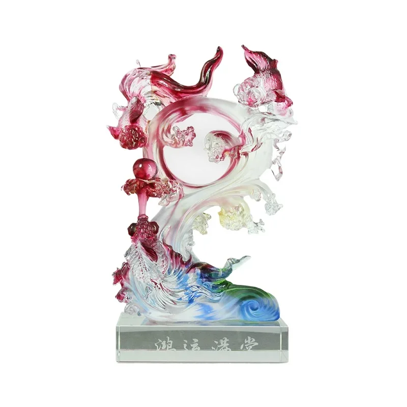 

Fengming glazed golden arowana ornament business gifts home decoration supplies ancient glazed fish ornament full of good luck
