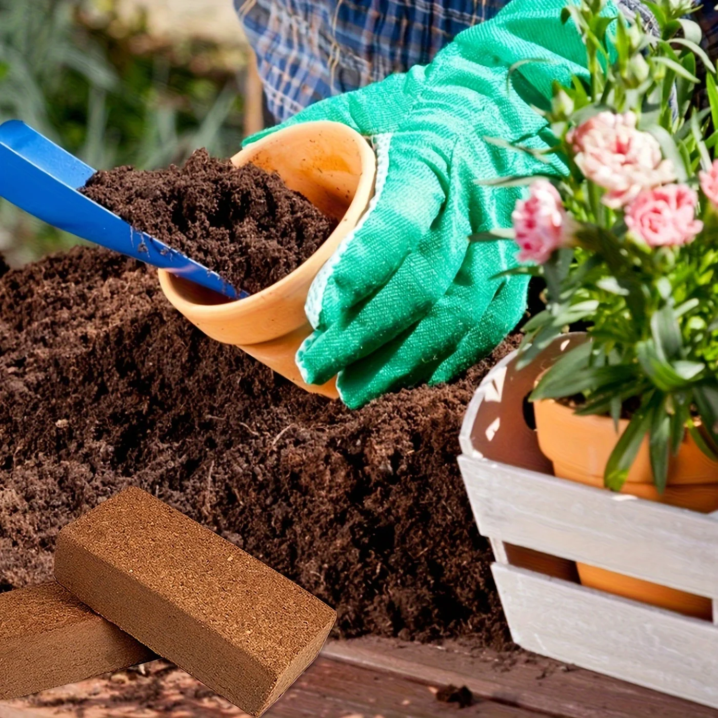 4 Pcs Premium Coconut Coir Compressed 100% Coco Coir Brick with Low EC and pH Balance for Plants Gardening Herbs