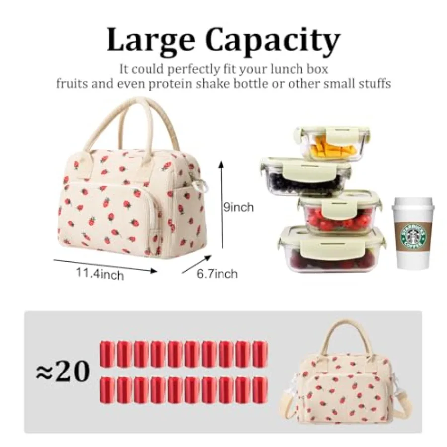 Insulated Lunch Bag for Women Men Large Reusable Lunch Box Adult Leakproof Portable Cooler Tote Bags for Work Picnic view 2