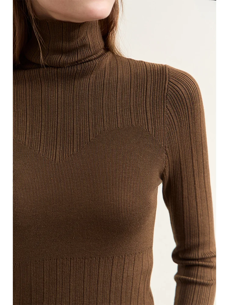 Amii Minimalism 2024 Women Sweaters New Autumn Elegant Comfortable Spliced Turtleneck Interior Lapping Basic Solid Tops 12443147