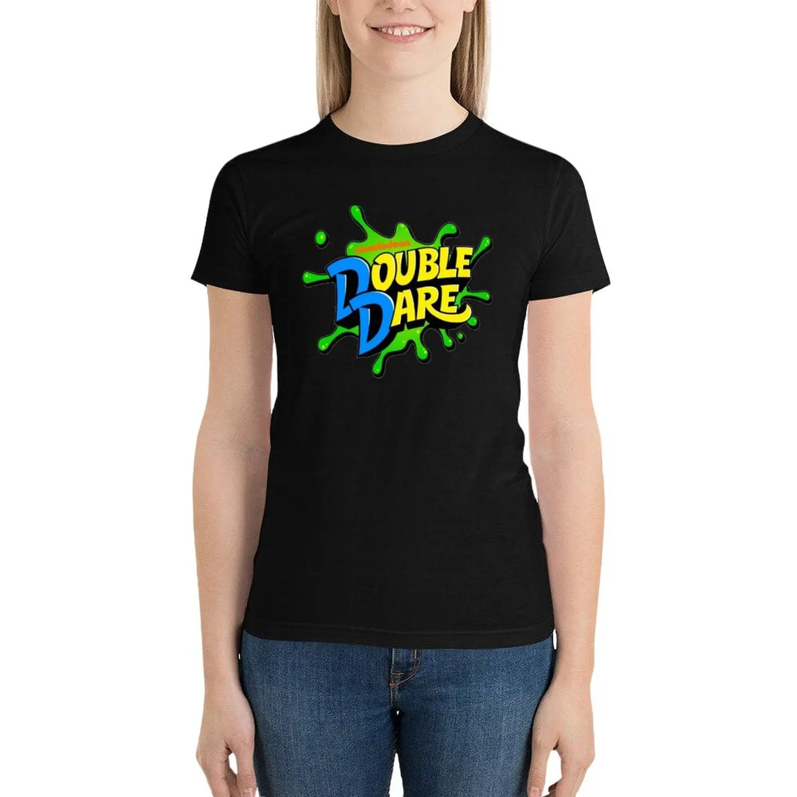 

Double Dare T-Shirt hippie clothes oversized Aesthetic clothing vintage clothes black t-shirts for Women