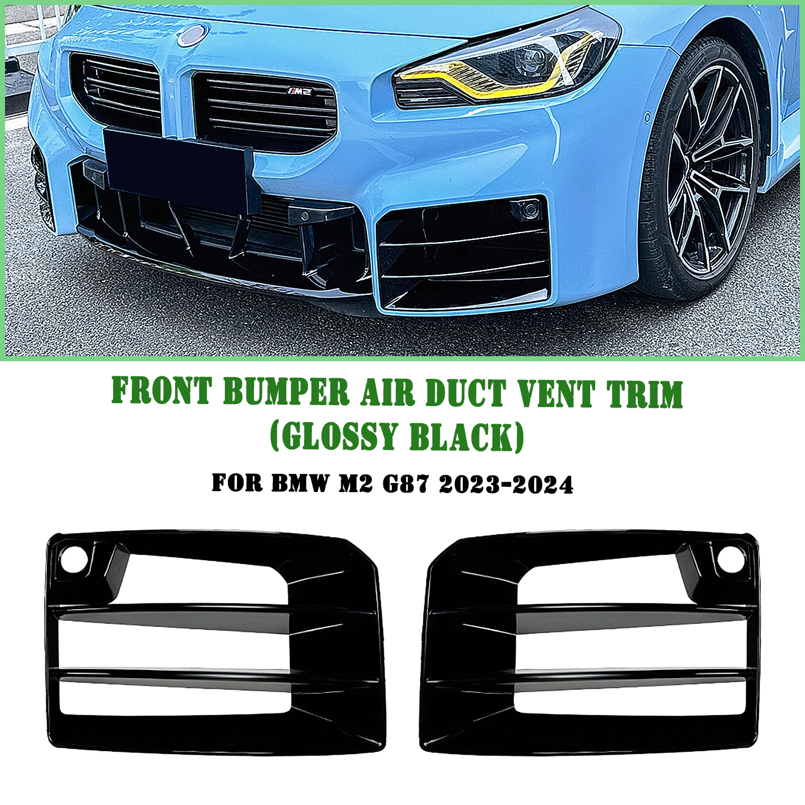 

Car Front Bumper Air Vent Trim Racing Fin Fog Lamp Cover For BMW M2 G87 2023-2024