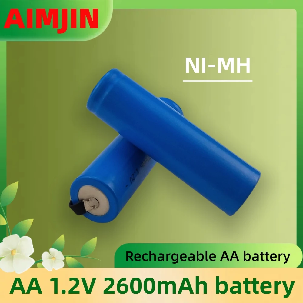 

New AA Rechargeable Battery 1.2V 2600mAh AA NiMH Battery with Solder Pins for DIY Electric Razor toothbrush Toys