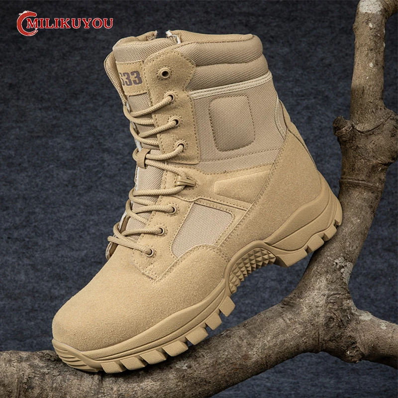 Men's Boots High Quality Upgraded Training Boots Outdoors Male Camping Anti-wear Hiking Shoes Waterproof Fishing Hunting Sneaker