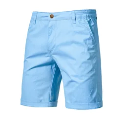 Shorts classiques minces pour hommes, 2024 coton solide, haute qualité, décontracté, affaires, mode masculine, été, nouveau, 100%