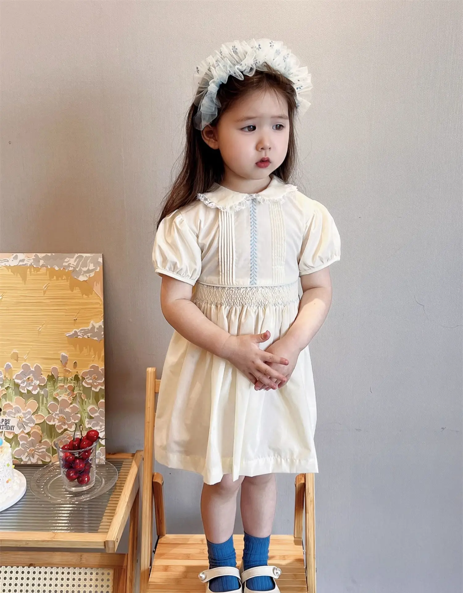 2024 New Baby Spanish Lolita Princess Frock Children\'s Birthday Party Toddler College Style Girls Handmade Dresses For Eid A3514