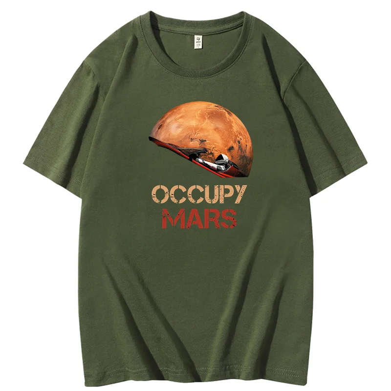 Mars Space Explorer Occupy Mars Classic High Quality Graphic T Shirts men's Short Sleeve t-shirt Summer Men's Clothing