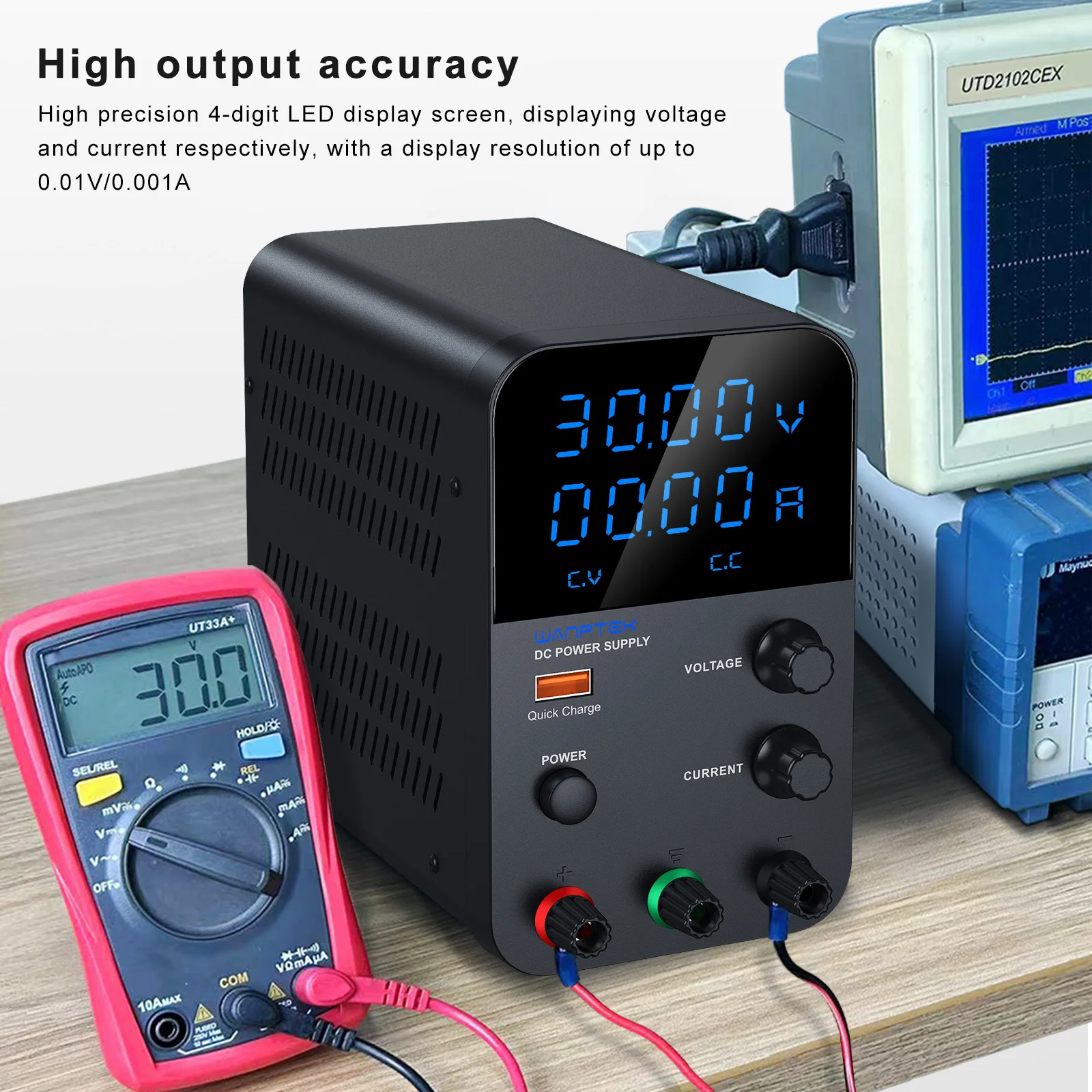 Wanptek Laboratory DC Power Supply Adjustable 30V 60V 120V Encoder Adjustment with USB Charge Lab Bench Power Supply