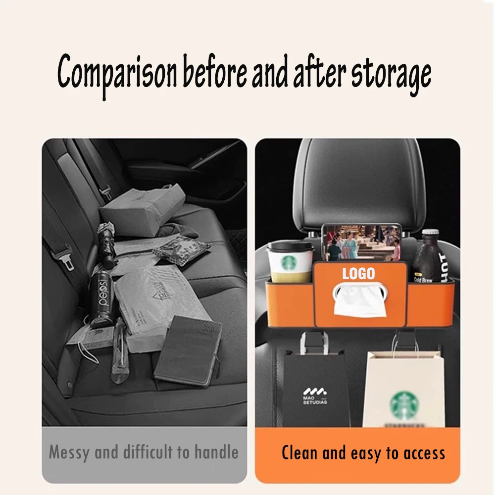 Multifunctional Car Seat Back Storage Box, Rear Seat Organizer with Tissue Bag, Cup Holder & Phone Stand Backseat Car Organizer - view 3