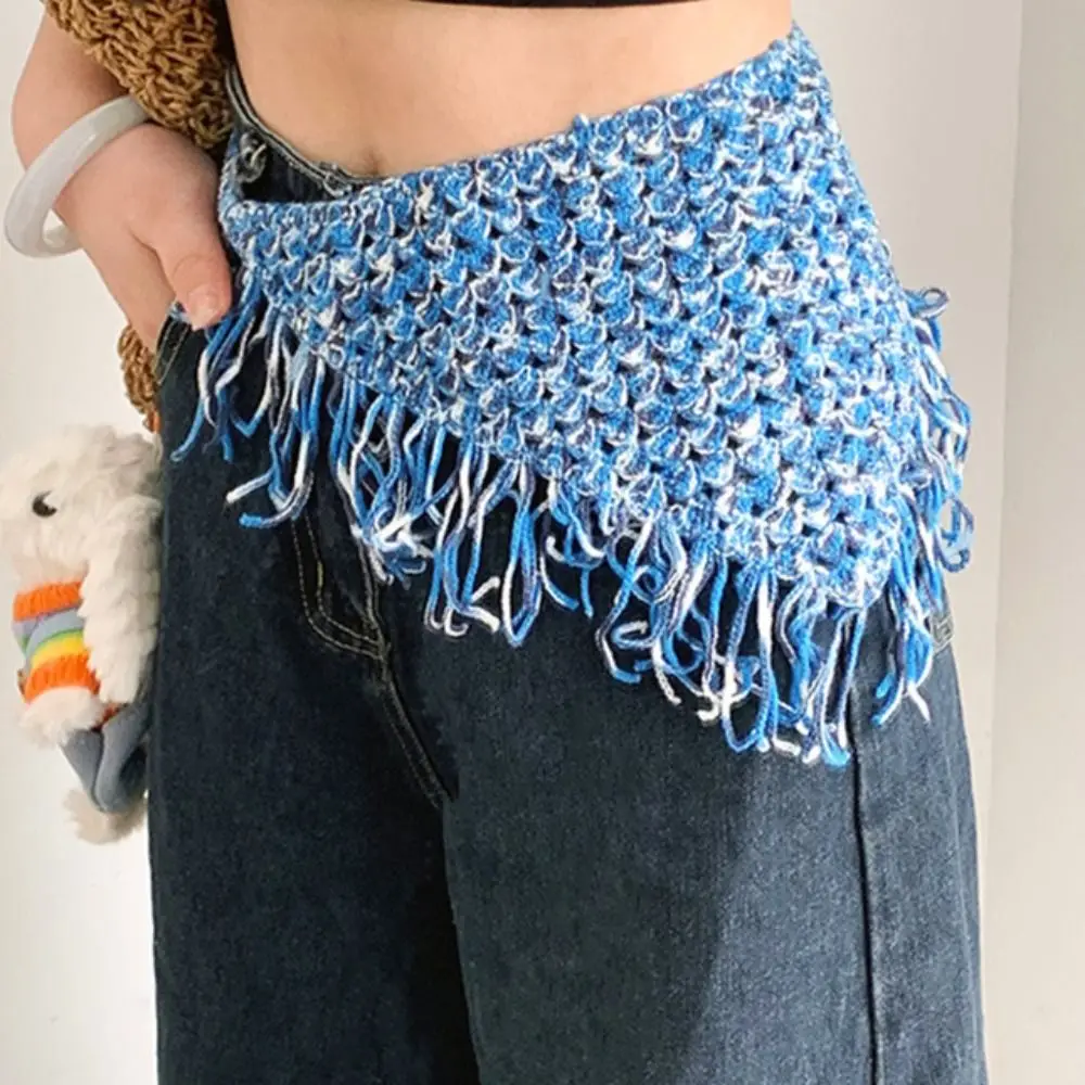 All-Match Boheemse Tulband Gebreide Driehoek Hoofddoek Kleurrijke Sjaal Schort Wrap Sjaals Met Fringe Hippe Sjaal Vrouwen