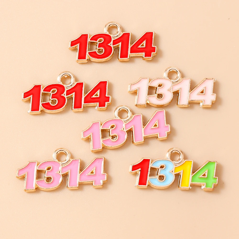 Leslie 20 Stück Niedliche Emaille-Zahlenanhänger 1314 für Schmuckherstellung, Halsketten, Ohrringe, DIY-Zubehör, Valentinstagsgeschenke – Detail 4