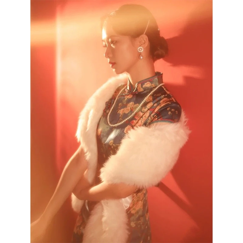 Soul young gola de pele sintética feminina, cachecol mais quente, envoltório retrô estilo nobre, presente de natal, filha, reunião de família