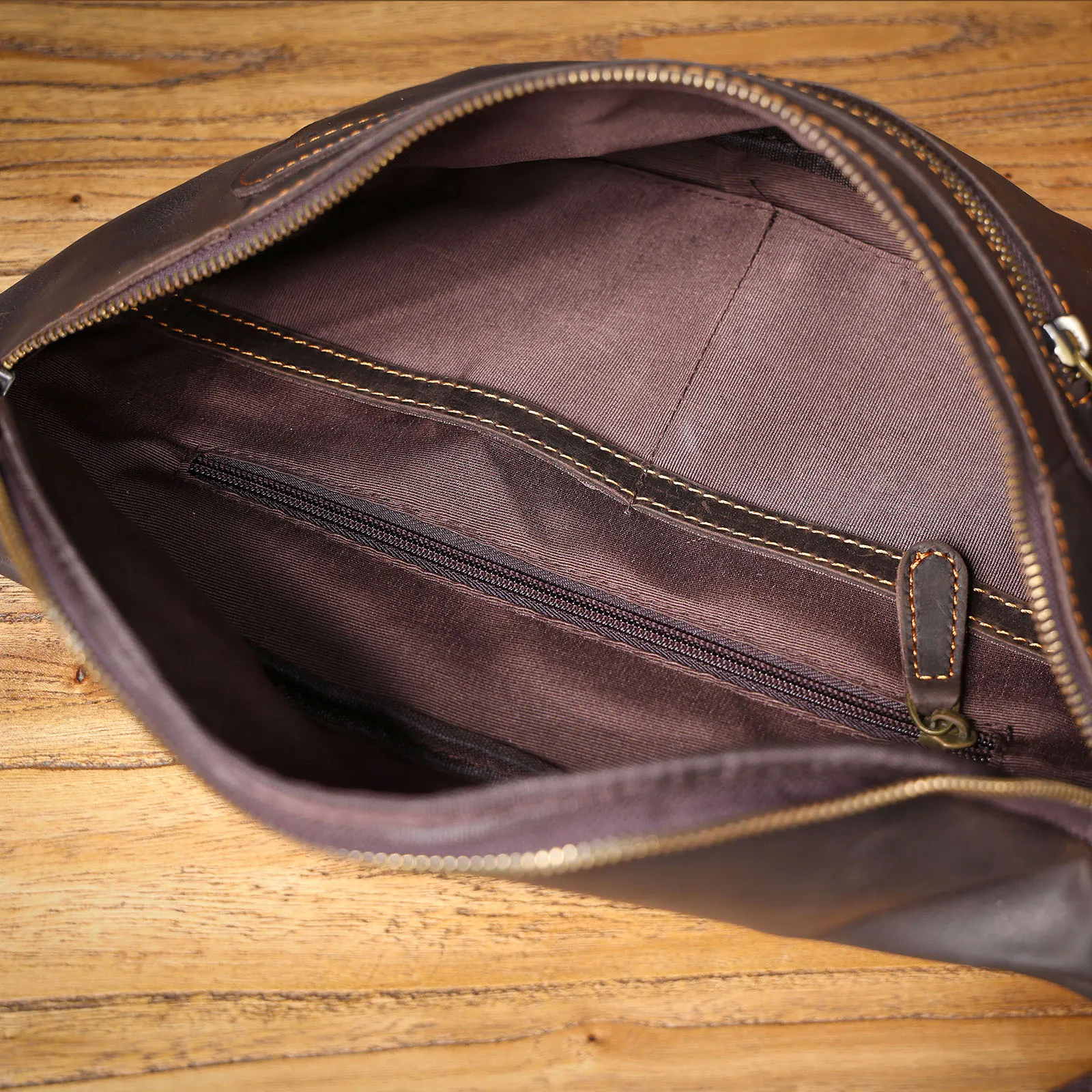 S.WORKER Vintage Brusttasche aus echtem Leder für Herren, Vintage, langlebige Brusttasche, Umhängetasche für Herren, Geschenk für Weihnachten – Detail 16