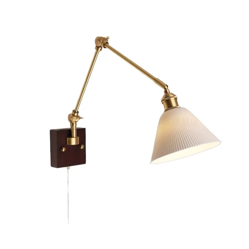 Used adjustable bedside ceramic all-copper wall lamp for bedside bed