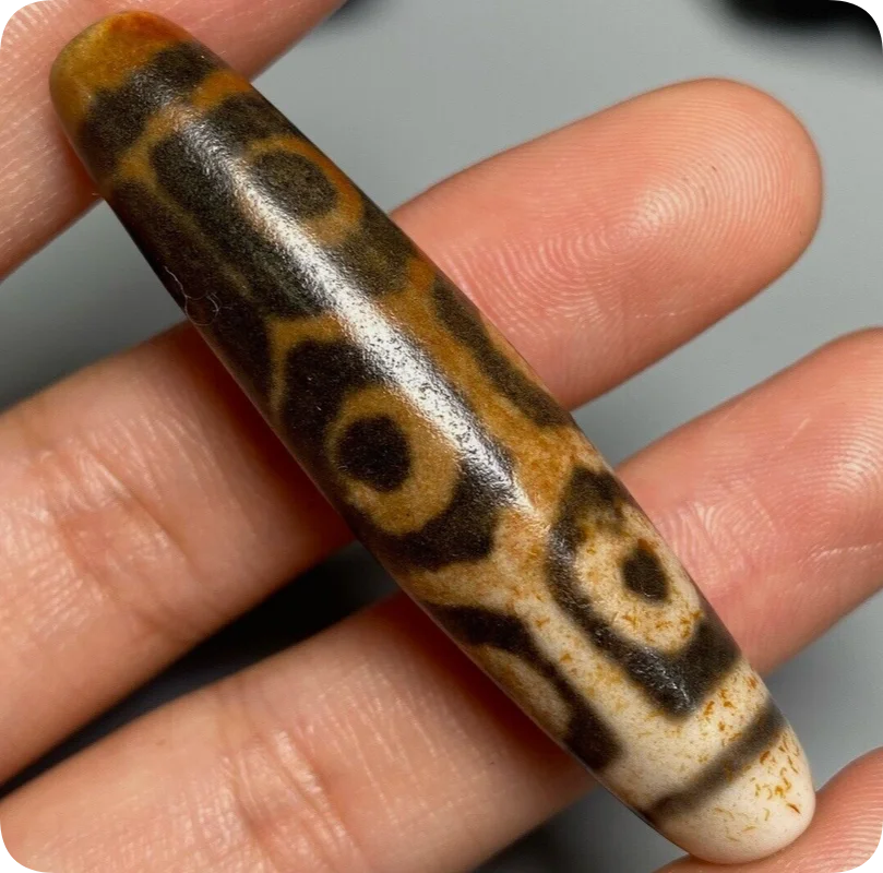 Rare Tibetan Old Oily Agate Dzi *Turtle shell 9 Eyes* Bead Pendant 52mm K1010