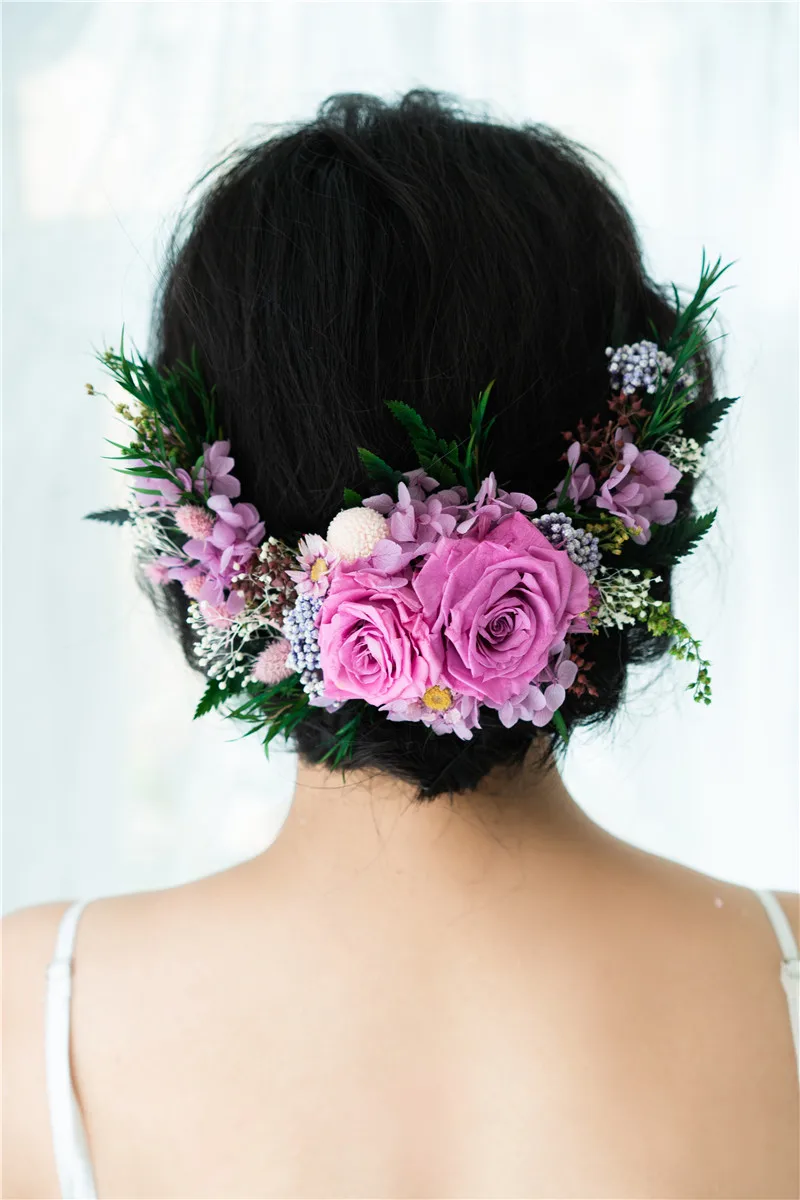 6 farben Hohe Qualität Gefälschte Rosen Blumen Braut Kopfstück Für Hochzeiten Tiaras y Tocados Novias Hochzeit Haar Zubehör Braut