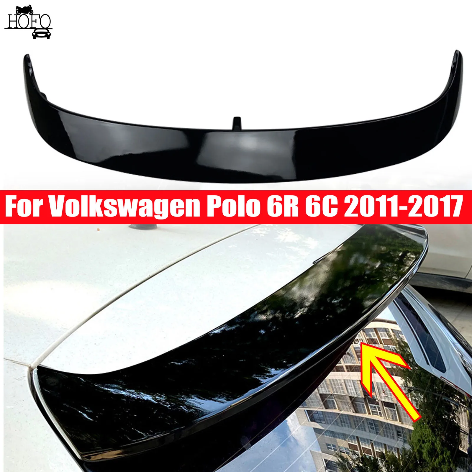 

Car Rear Trunk Roof Splitter Boot Lip Spoiler Wing Bodykit Tuning For VW Polo 6R 6C 2011-2017