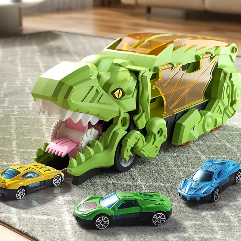 

Dinosaur Swallowing Car Ejection Sliding Transport Track Storage Alloy Car Children Puzzle Toys Car Birthday Gift