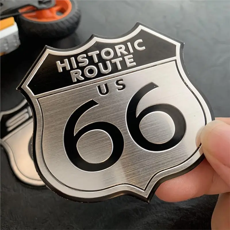 Motorcycle Sticker Aluminum Alloy America US the ROUTE 66 Road 3D Logo Car Decal Body Laptop Cabinet For Cadillac SRX Ford