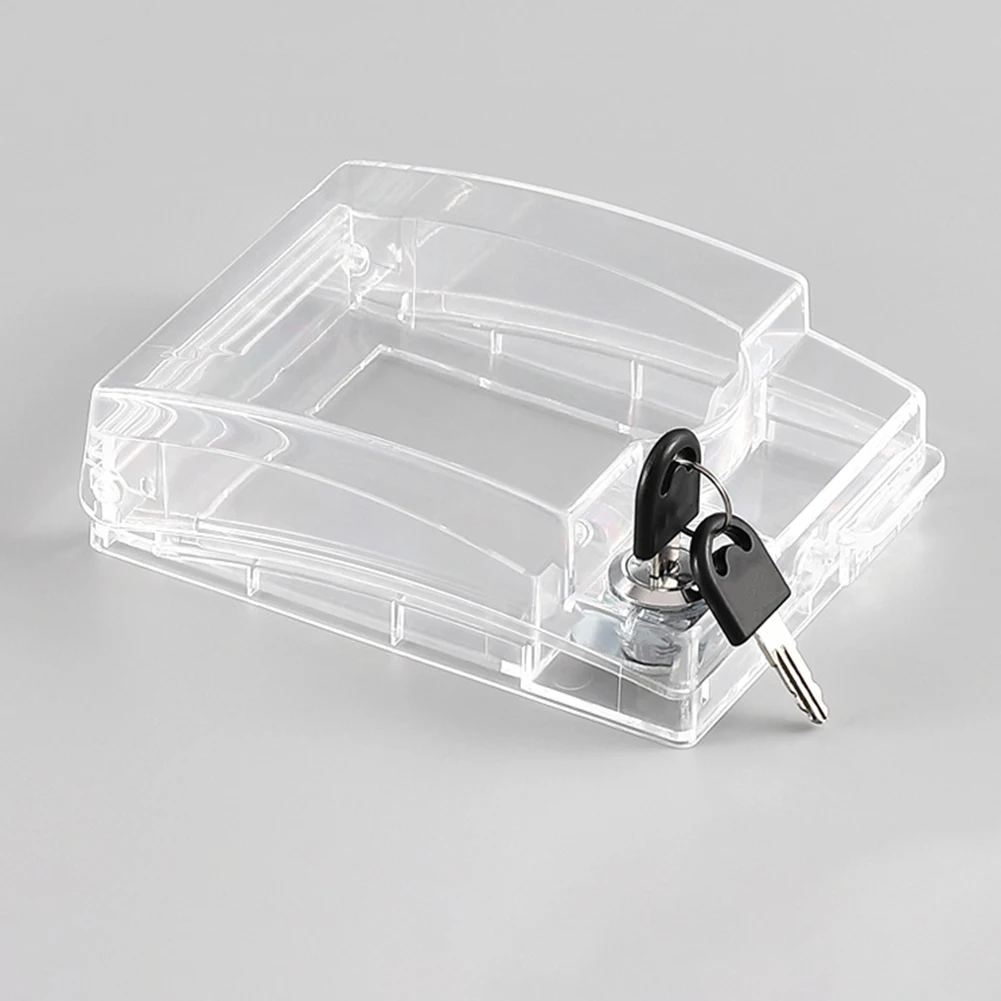86 Type Lockable Waterproof Socket Box With Key For Outdoor Switch Protection, Self‑Adhesive Plastic Cover, Transparent