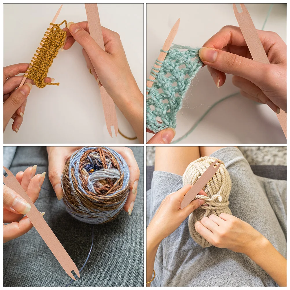 

2 pcs Wooden Knitting Shuttles Natural Weaving Sticks For Sweater Scarf Diy Crafting Sewing Accessories Knitting Tools