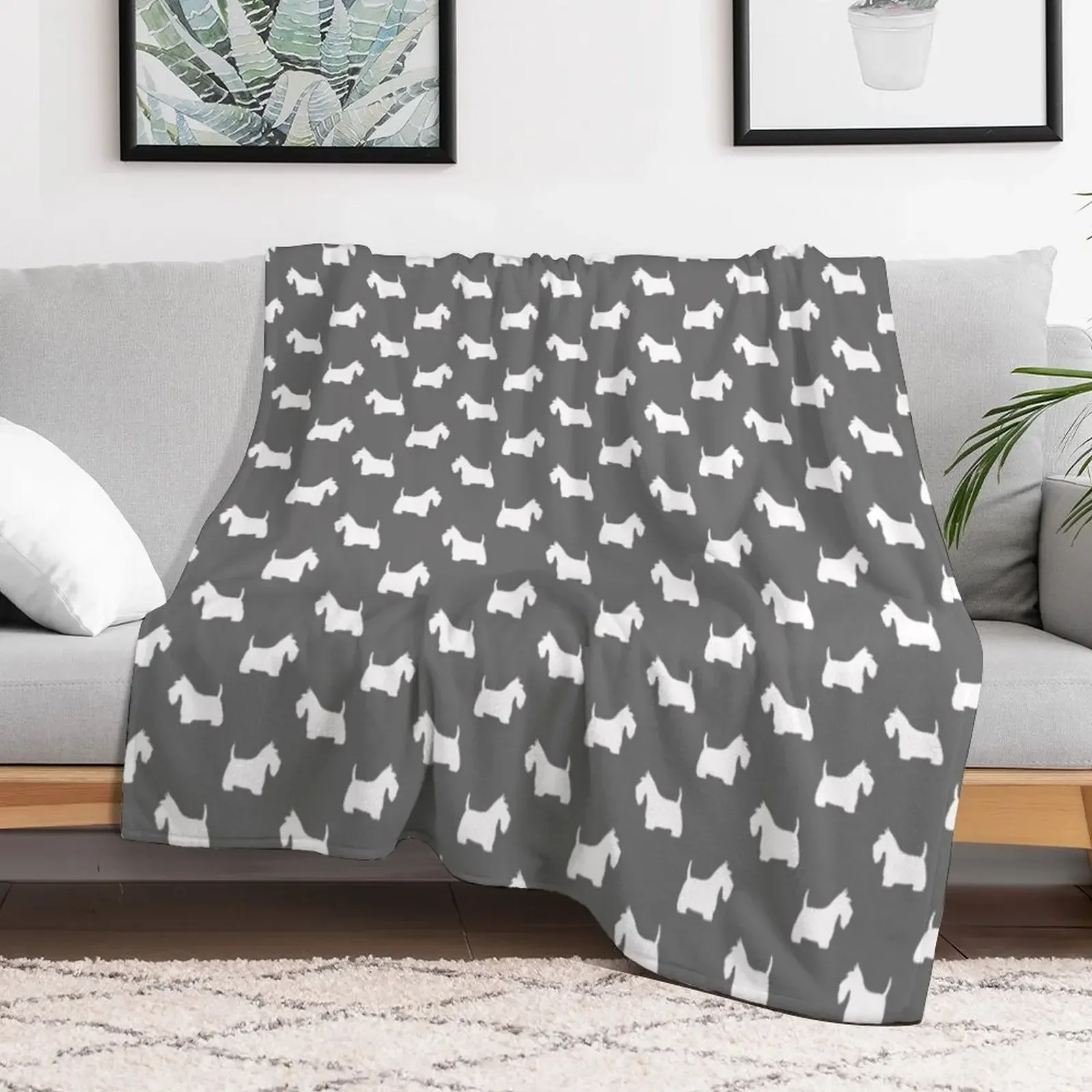 White Scottish Terrier Silhouette(s) Throw Blanket Thermals For Travel wednesday Decorative Sofa Cute Plaid Blankets