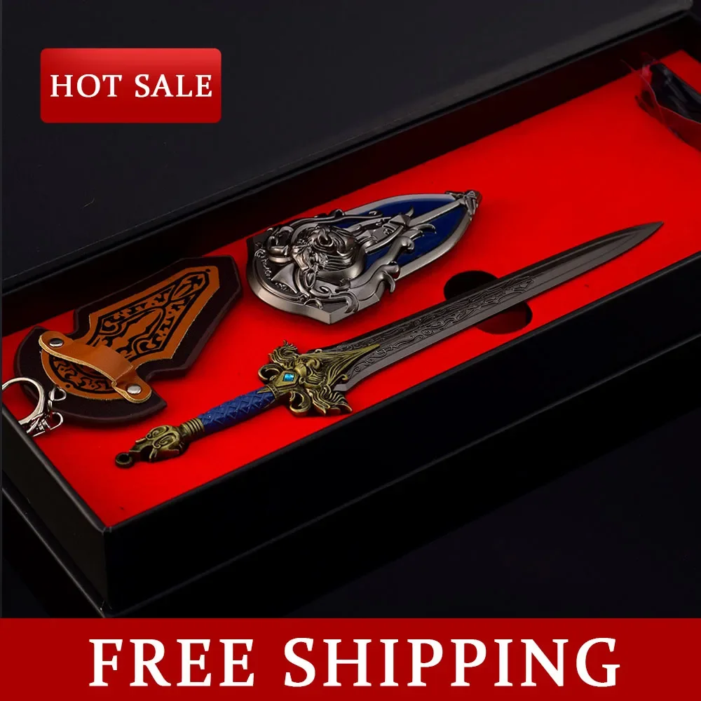 12CM/22CM Sword of Llane Wrynn I with  Lion's Shield of Courage World of Warcraft Game Periphery Weapon Model Ornaments Boy Toy