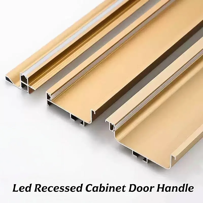 

Gold Aluminum Alloy Concealed Drawer Pull Cupboard Dresser Knobs Wardrobe Drawer Cabinet Door Handles Furniture Led Profile
