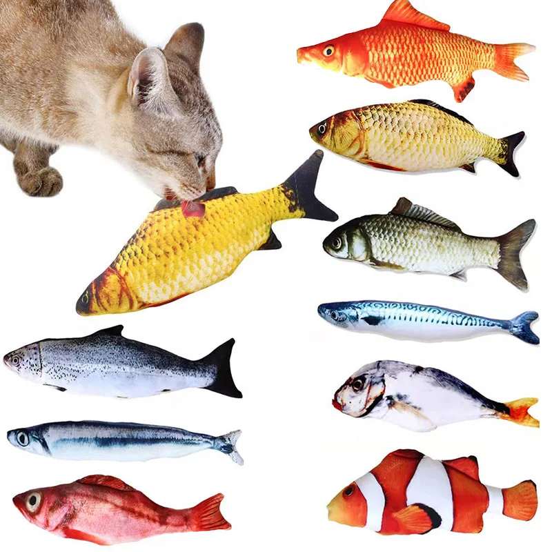 Cat Toy Simulation Fish Training Entertainment Fish Plush Stuffed Pillow 20CM Cat Interaction Toy Scent for Kitten Puppy Product