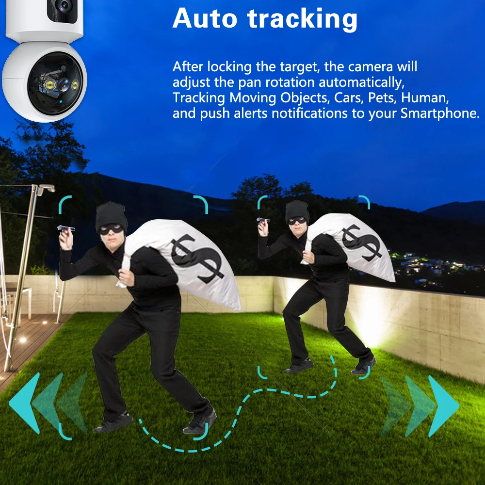 HD 4MP 2K Dual-Lens MINI Baby Monitor PTZ Wifi Camera Indoor Auto Tracking Two Way Audio CCTV Home Security IP Video ICam365