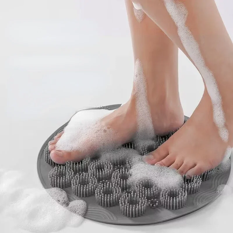 Foot Wash Brush Rub Back with Sucker Brush Bathroom Tool Foot Massage Pad Shower Massage Mat Exfoliating Bath Pad Bath Sponge