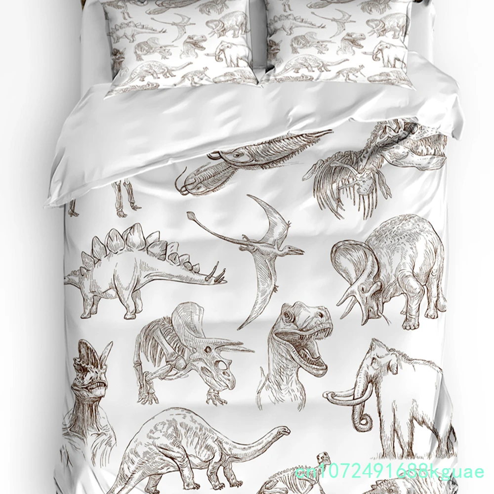 3pcs Bedding Set Dinosaur Cartoon Black And White Home Textile Duvet Cover Pillow Case Boy Kid Teen Girl Bedding Covers Set