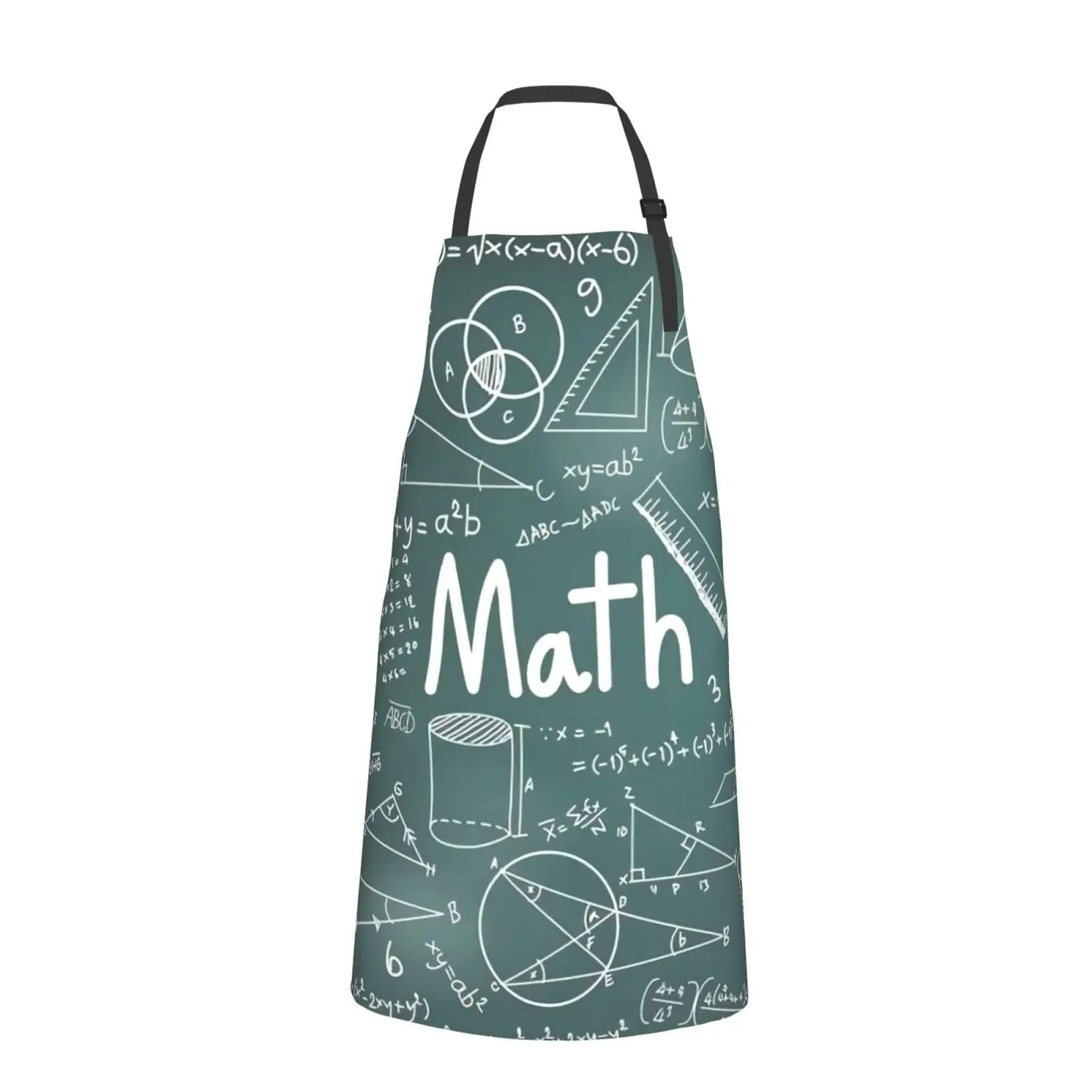 Formulas Shapes Theory Math Lesson Word Kitchen Chef Apron, Adjustable Waterproof Apron with 2 Pockets