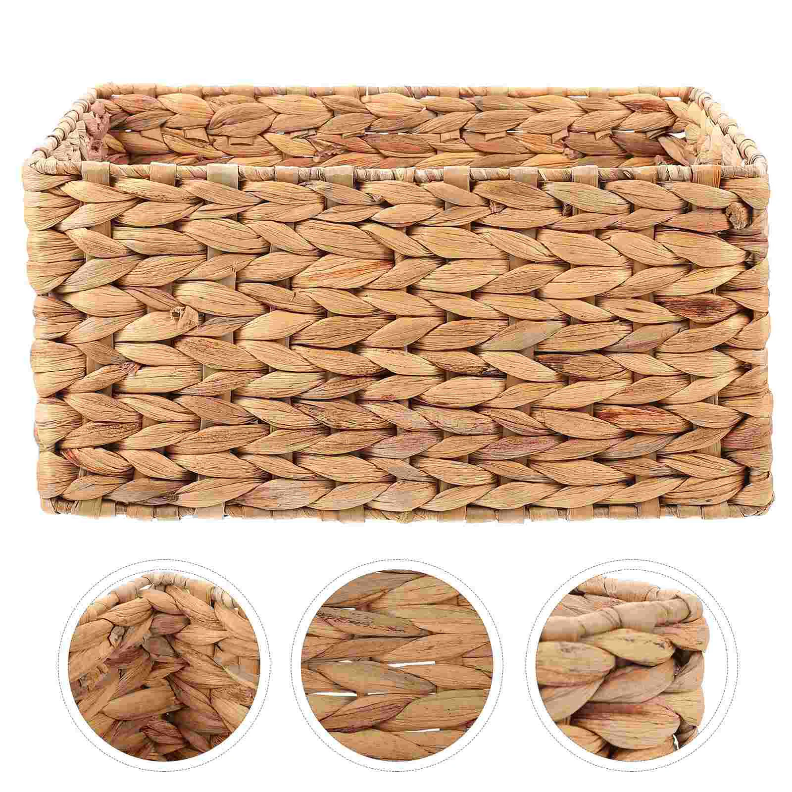 

Storage Basket Woven Bins Eco-friendly Wicker Basket Toilet Paper for Shelves Containers Food Rectangle Grass Organizer for Home