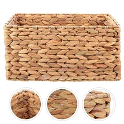 Storage Basket Woven Bins Eco-friendly Wicker Basket Toilet Paper for Shelves Containers Food Rectangle Grass Organizer for Home