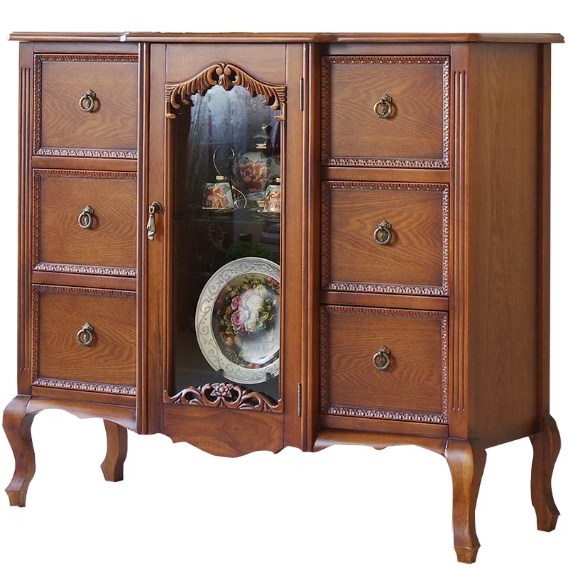 

LMM solid wood dining side cabinet French furniture retro entrance chest cabinet