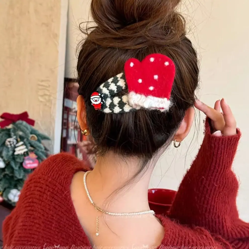 Unique Cartoon Christmas Tree Hair Clip Felt Elk Santa Claus Hairpin Headwear Headdress Xmas Wool Barrettes Daily