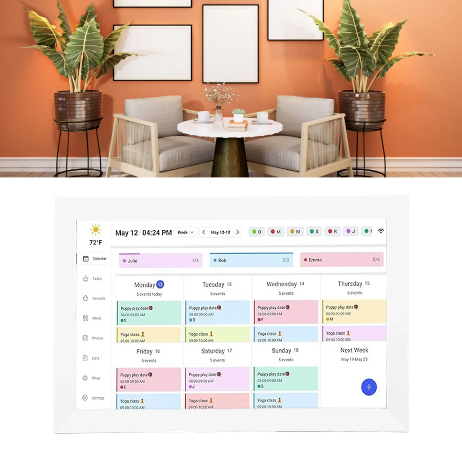 15.6 Inch Wall Planner Digital Calendar Chore Chart WiFi Smart Touchscreen Interactive Display Wall Desk Mount APP Control 32GB