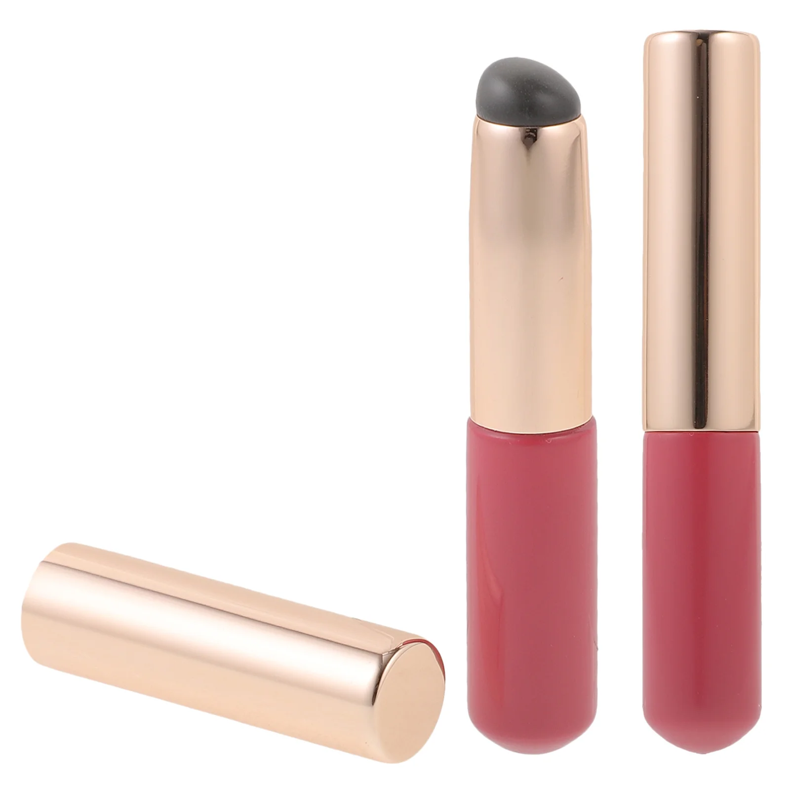 Pincel labial de silicone, aplicador macio reutilizável para batom, bálsamo, corretivo, ferramenta de maquiagem precisa com capa portátil, 2 peças