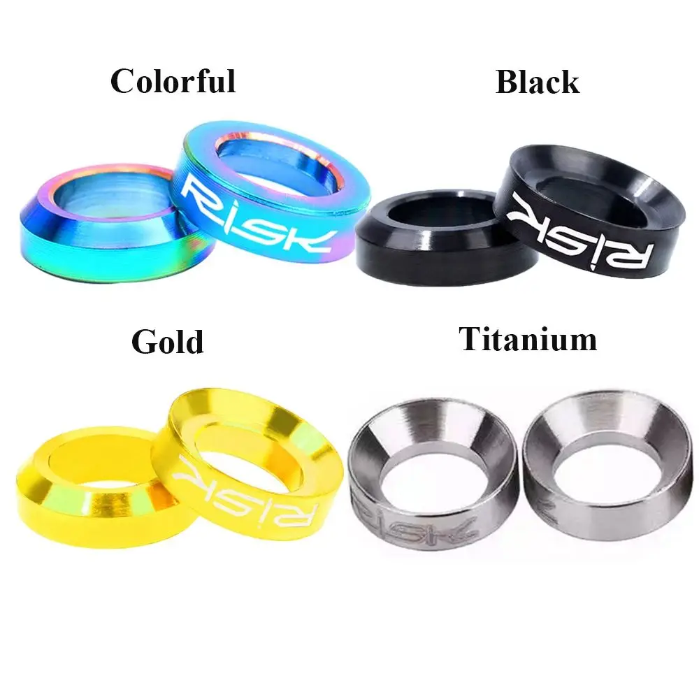 2pairs RISK Mountain BMX Bike Bicycle Titanium M6 Concave Convex Washer Spacer For Disc Brake Caliper Group XT Mounting Bolts