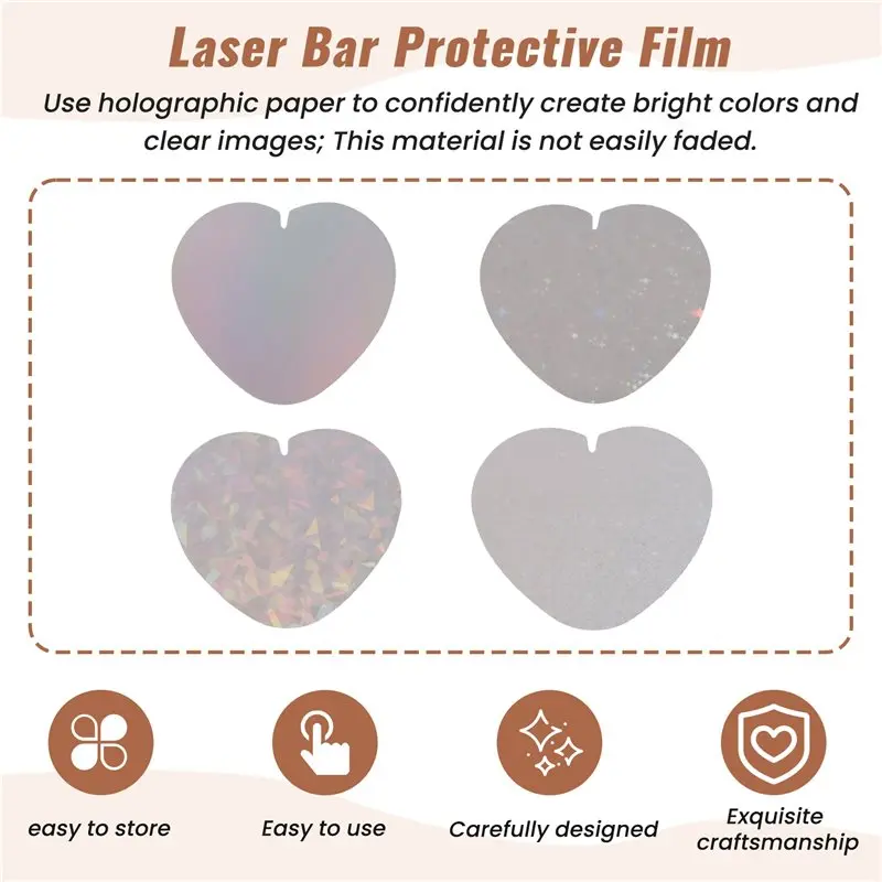 HITL 200Pcs Heart Button Maker Supplies Glittering Film for Pin Maker Machine Kit 4 Styles Clear Holographic Laminate Sheets