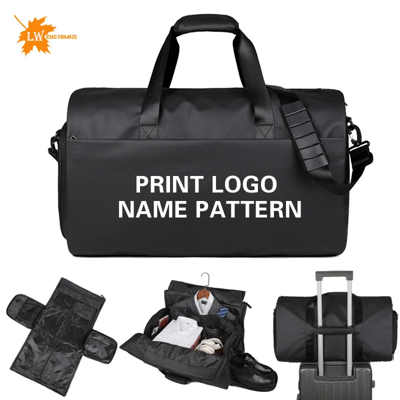 Wholesale large capacity men's suit travel bag foldable waterproof single shoulder fitness bag personalized customization logo