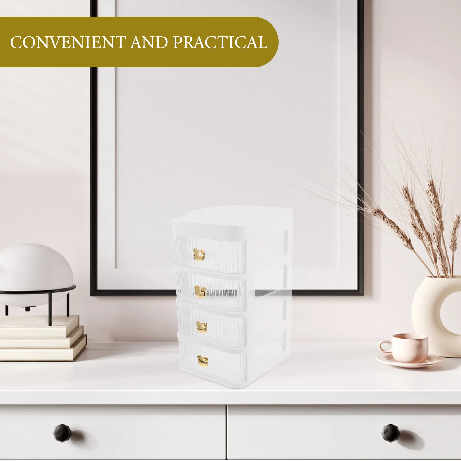 

Desktop Drawer Organizer Box 3-Tier Storage For Pens Rulers Stationery Files Makeup Supplies Office Home Dorm Use