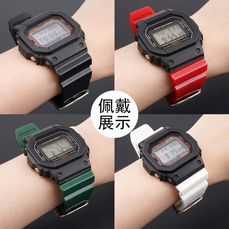 Parelmoer Olie Riem Voor Casio GA2100 DW5600 DW6900 Serie Wrist Band GLS-5600 GLX-5600 GW-B5600 Hars Waterdicht Band 16Mm
