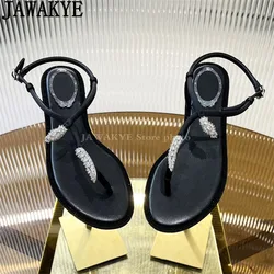 Słynne klapki japonki sandały na płaskim obcasie damskie Bling Bling kryształowy pasek w kształcie litery T Casual sandały plażowe letni styl etniczny Rhinestone Party Shoes