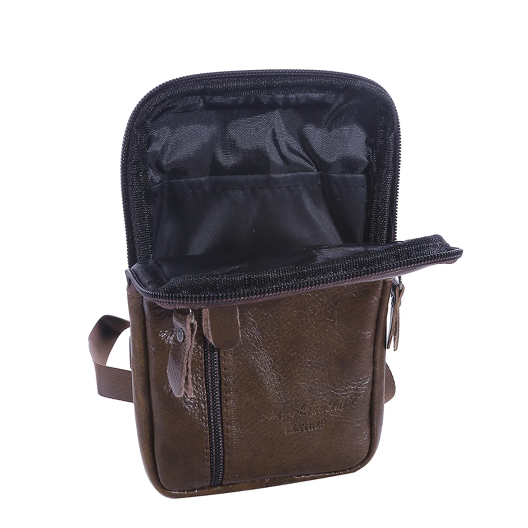 Leather Waist Bag Wearing Belt Outdoor Sport Shoulder Bag Solid Color Doing Business Crossbody Bags Men Mobile Phone Bags