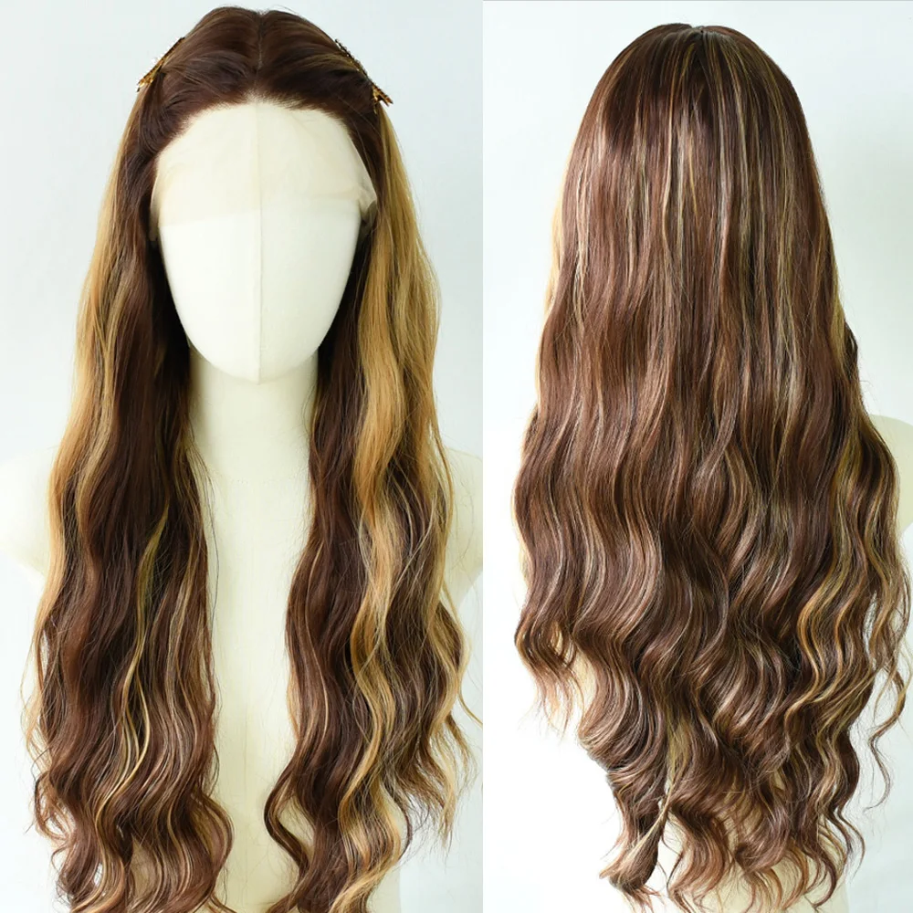 옴브레 블론드 바디 웨이브 레이스 프론트 가발 13X4 HD 레이스 프론탈 가발 합성 고품질 데일리 파티 코스프레 여성용